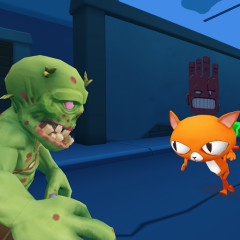 Angry Cat Run Zombies Alley game screenshot